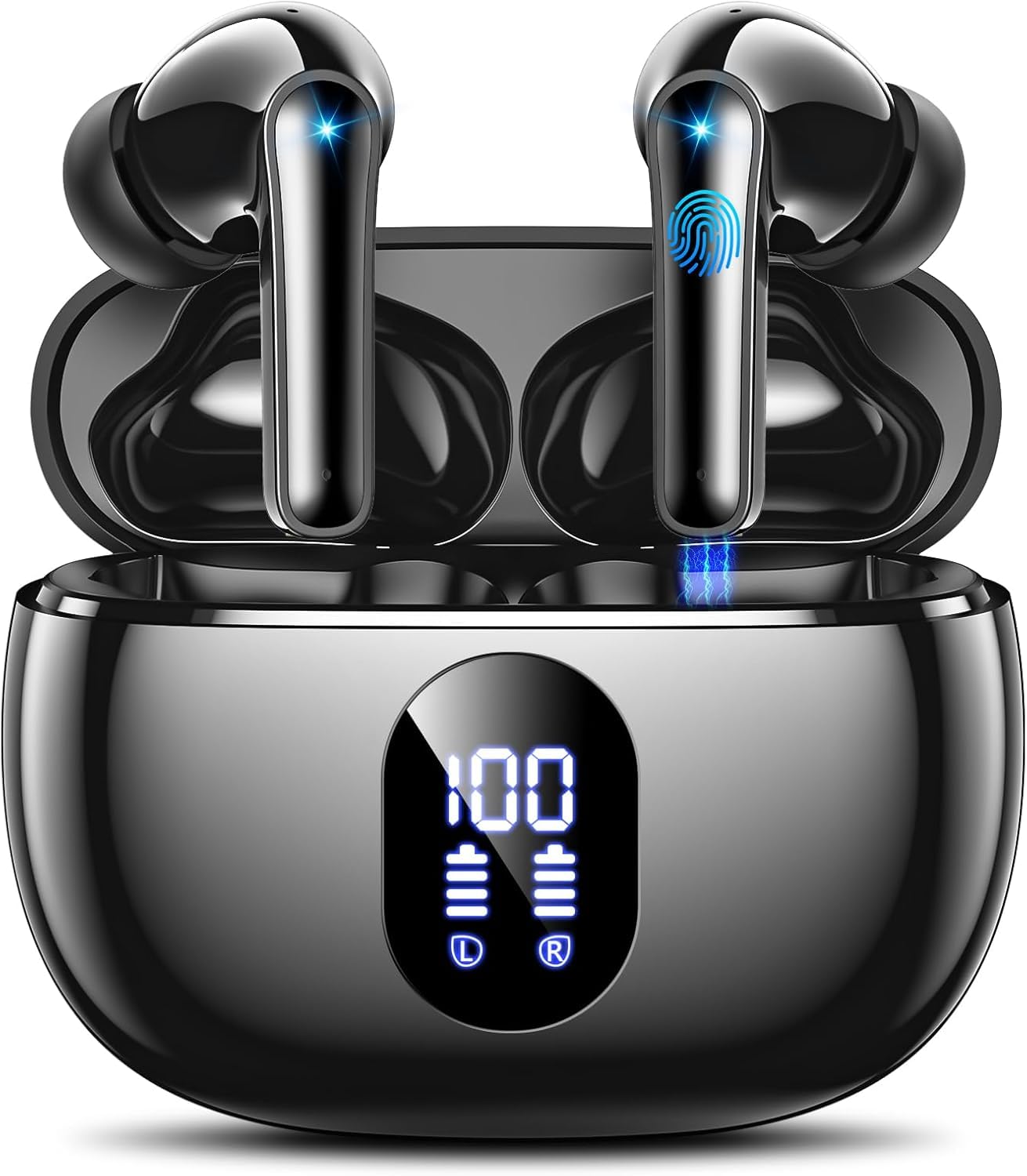 ZZU Bluetooth Kopfhörer Kabellos Bluetooth 5.4, in Ear Kopfhörer Bluetooth mit 4 ENC Mikrofon, LED Anzeige & 48 Std Spielzeit, HiFi Tiefer Bass, IPX7 Wasserdicht Wireless Earbuds für Arbeit