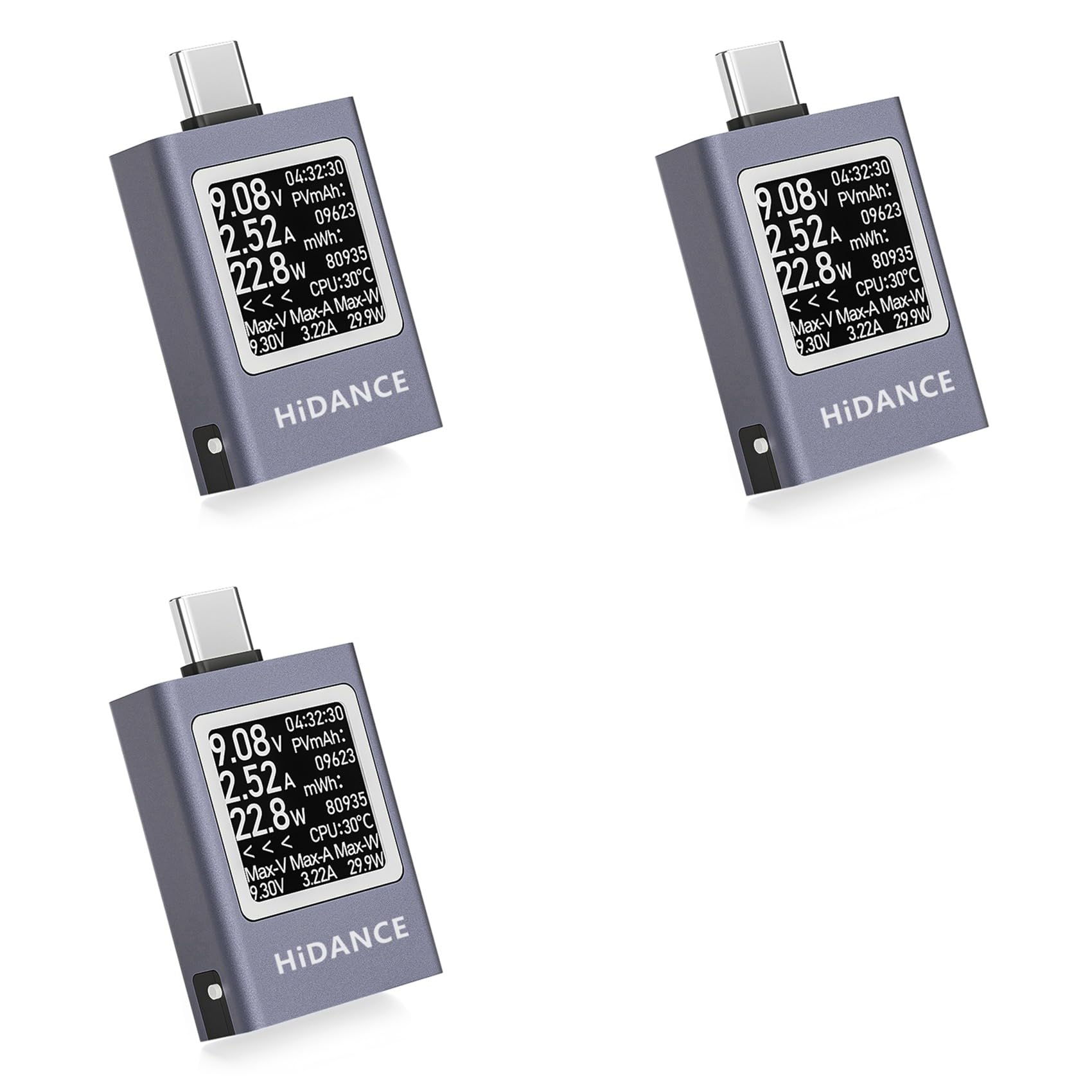 3X HDC-085C DC 4.5-50V 0-12A PD3.1 Digital Display DCVoltage Ammeter Power Meter Type-C Cell Charging Tester