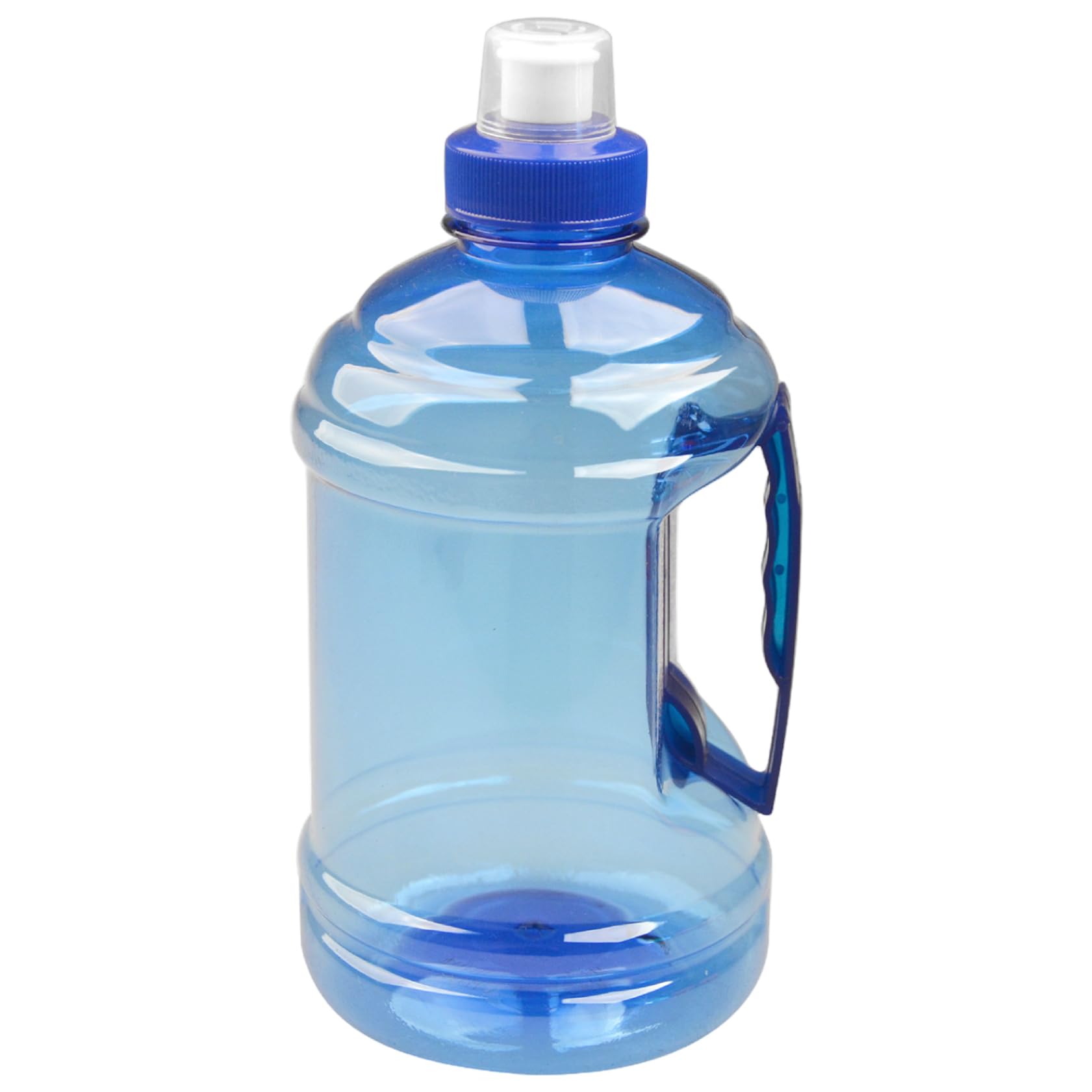 Botella de agua deportiva de 1 litro transparente con asa y tapa de botón