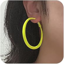 Hoop Earrings for Women Exaggerated 80s 90s Colorful Neon Hoop Earrings Lightweight 5CM Big Hoops for Glow Party Outfits Y2k halloween Jewelry Accessories