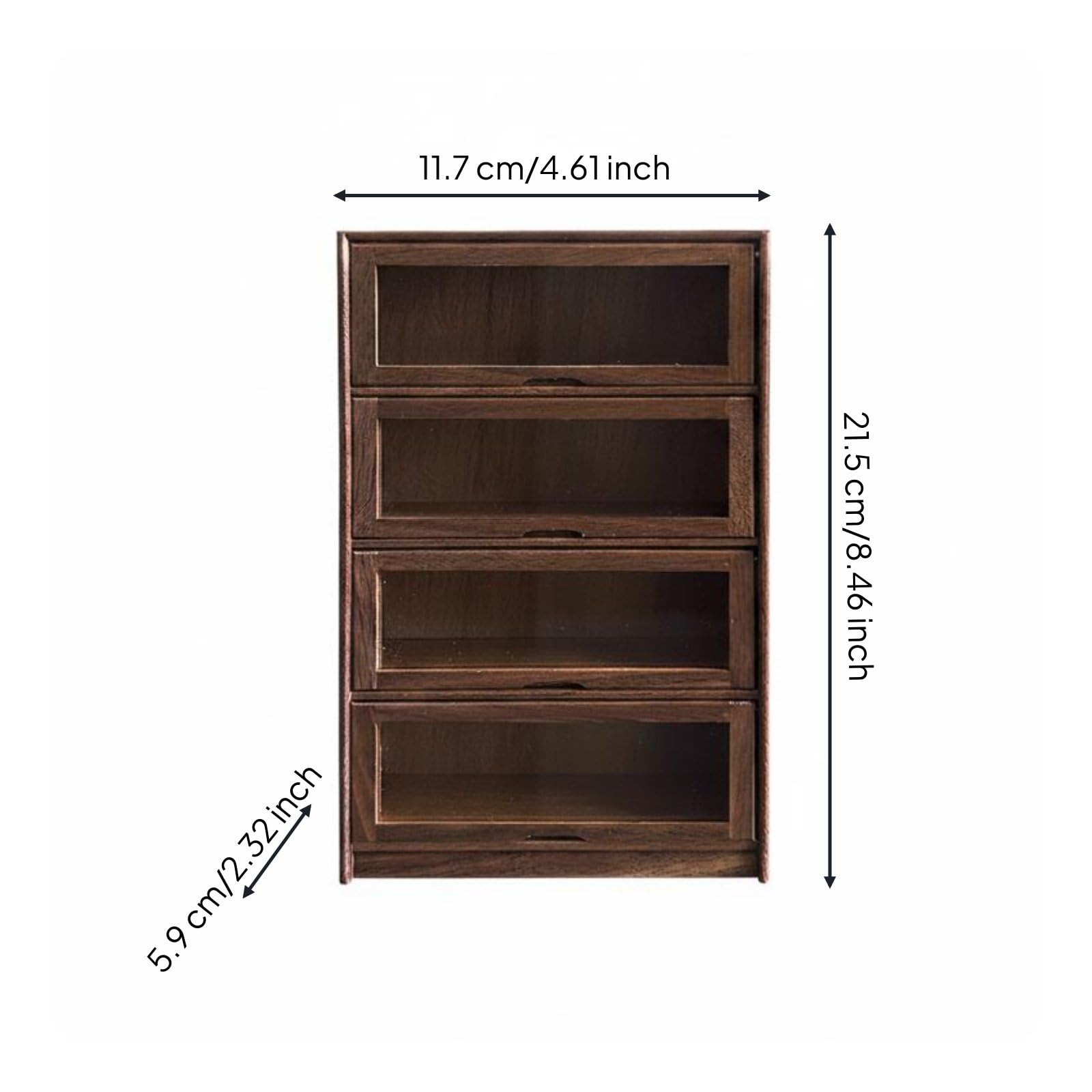 Armadietto Portaoggetti a Apertura in Miniatura Modulare Scaffale Decorativo in Design Legno Realistico per Hobbisti, Diorami, Noce, Mobile A Quattro Strati Con Coperchio A Ribalta