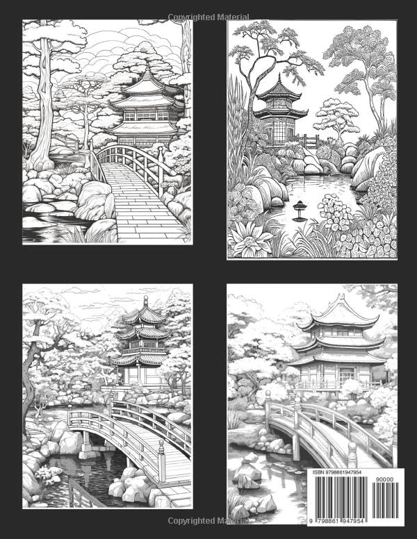 Japanese Gardens Coloring book: 40 Zen Gardens to Color A Fun and Relaxing Activity for Coloring Enthusiasts / for Kids and Adults: - Image 2