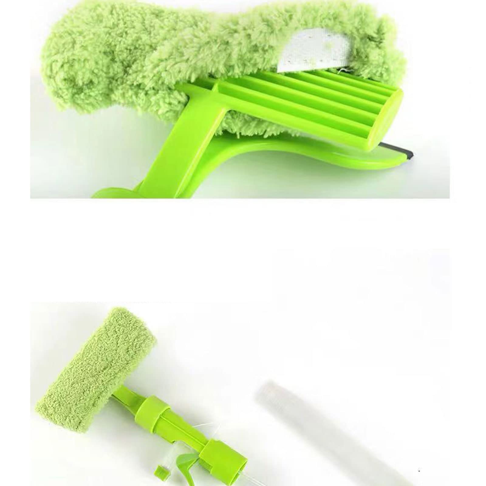 Rasquetas para Ducha, Limpiador de Ducha, Botella pulverizadora Agua, Limpiador Vidrio Ventana con Varilla desmontaje Doble Cara Verde