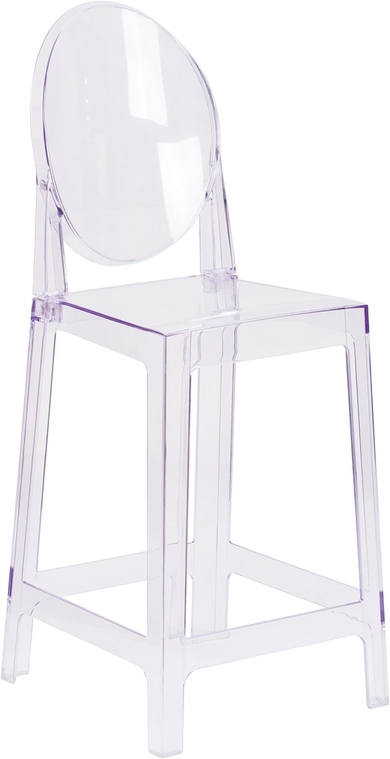 Flash Furniture Revna Ghost Counter Stool with Oval Back in Revna Transparent Crystal