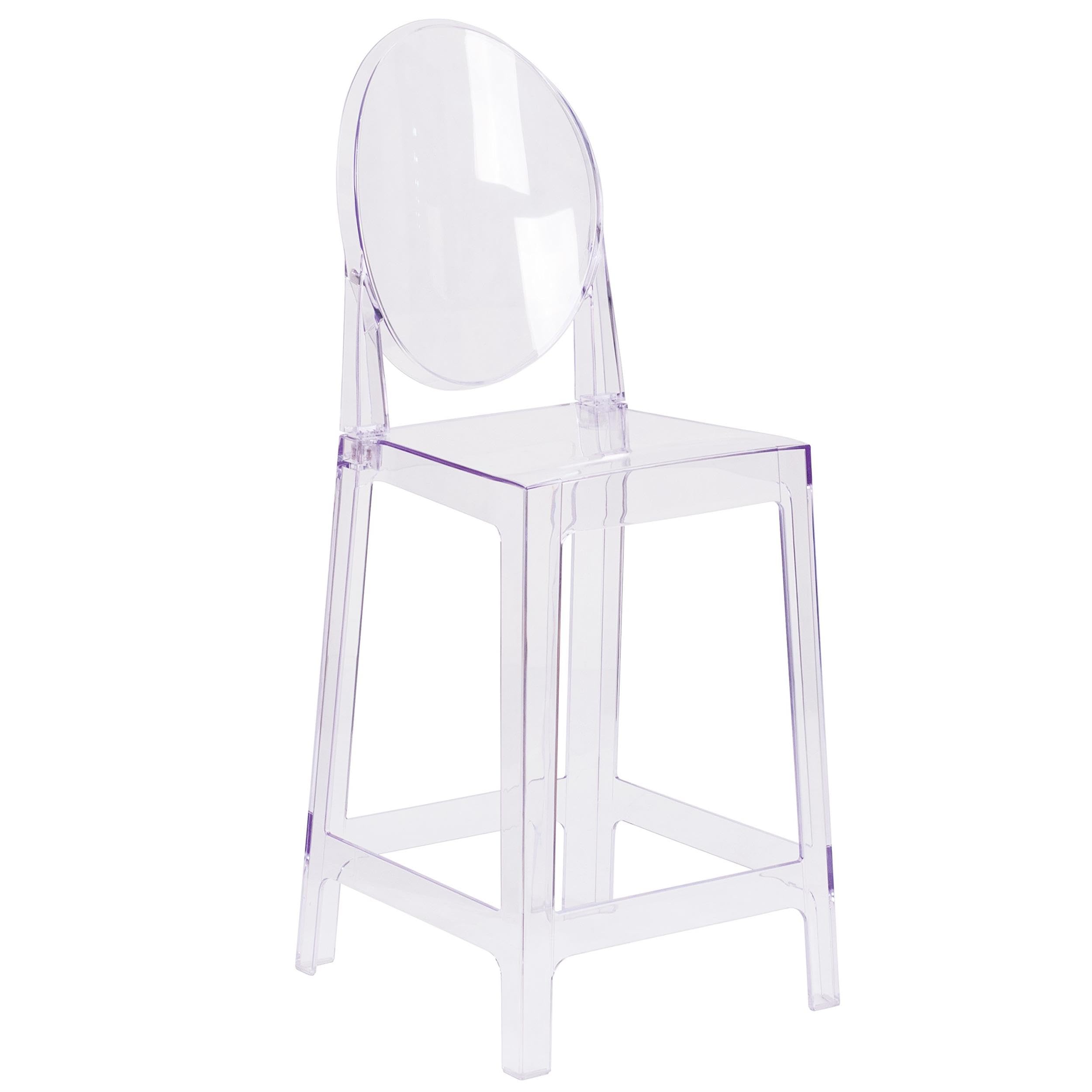 Flash Furniture Revna Ghost Counter Stool with Oval Back in Revna Transparent Crystal