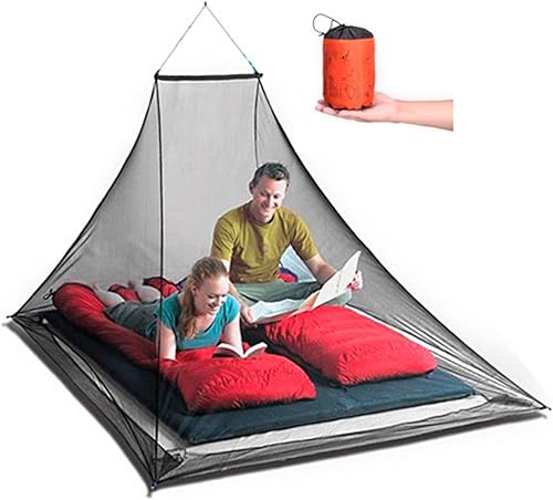 borfieon Red doble de balcón al aire libre para insectos mosquitos, mosquitera de camping con bolsa de transporte, mosquitera cuadrada, toldo