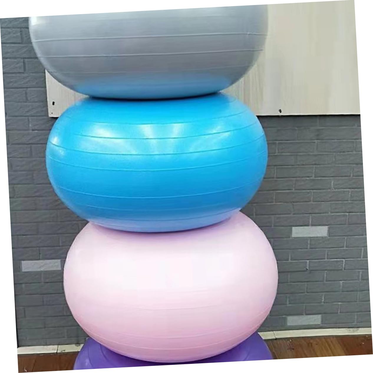 TOYANDONA Ball für Hoher Griffigkeit Luftpumpe und Inklusive Pilates in Donut Yoga aus PVC mit Anti Burst Design Blau Balance Training