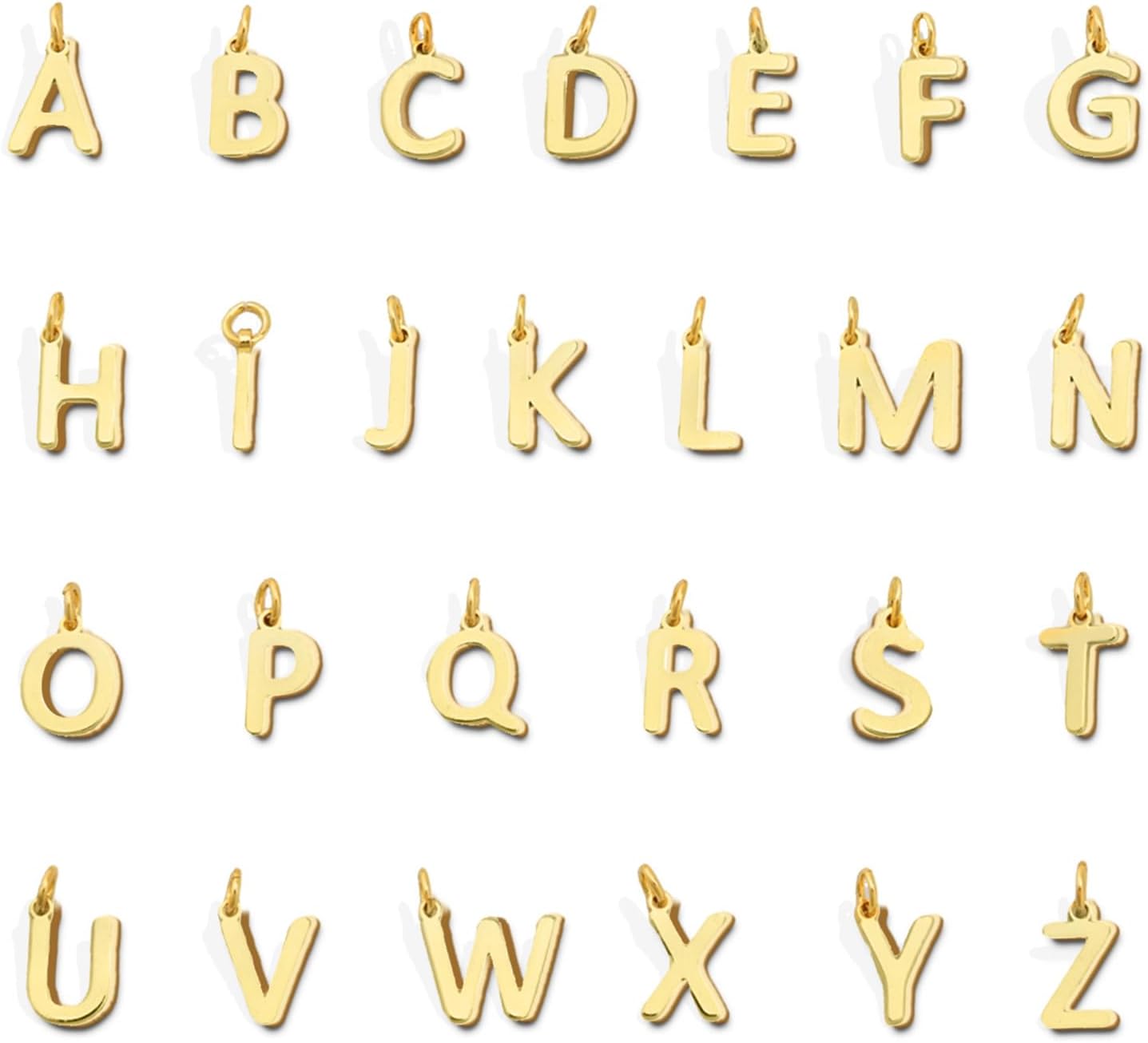 26Pcs 18K Gold Filled A-Z Alphabet Letters Charms for Jewelry Making, Initial A-Z Alphabet Charm Pendant Beads, Slide Glitter Pendants for Women Girls DIY Bracelet Necklace Earrings Choker Making
