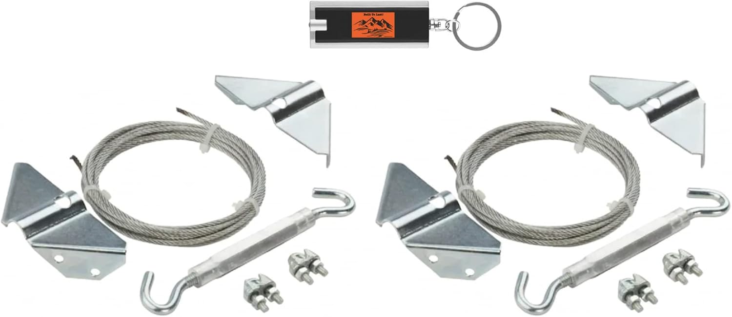 2 Pack Hillman Anti-Sag Gate Kit, 851362 Anti Sag Gate Hardware Kit, Steel, Zinc Plated, up to 7ft 6”, Interior and Exterior Gate Sag Kit with Included LED Keychain Light