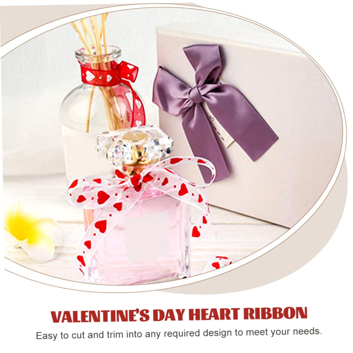 SHINEOFI 4 Sätze Valentinstag Bänder Bögen Stift Aufkleber Verpackungsband Herz Valentinsgrüße Strasssteine Hochzeitsband Sackleinen Liebe Gold Banddekor Partybänder Polyester 3 Rollen * 4