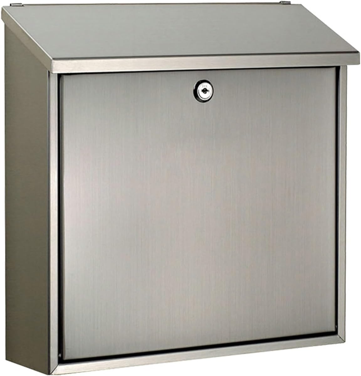 Locking Wall Mount Mailbox, Modern Wall Mounted Locking Mailbox, Security Key Drop Box, Locking Mailbox Wall Mounted Vertical, Metal Mailbox(Silver)