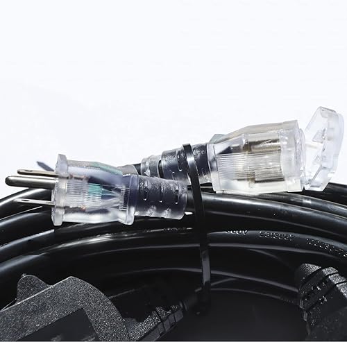 Miniatura 6 de Cable de extensión de alimentación de 25 pies, 3 clavijas, calibre 12 SJTW 5-15R, enchufe macho a conector hembra, 7 salidas múltiples enchufe