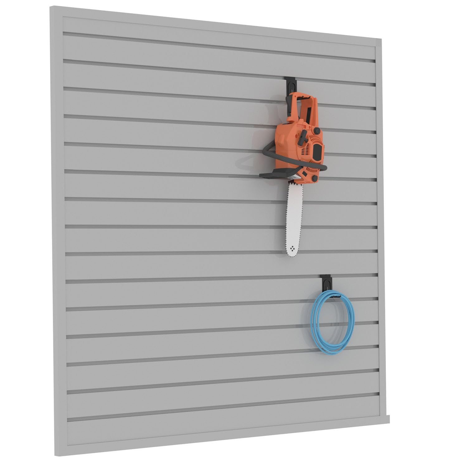 BRITINE Slatwall Panel Garage Organizer PVC Slatwall Heavy Duty Wall Mounted Rack, Interlocking Slat Wall Panels for Tool Organization Peg Board(Grey 4 x 4 ft)
