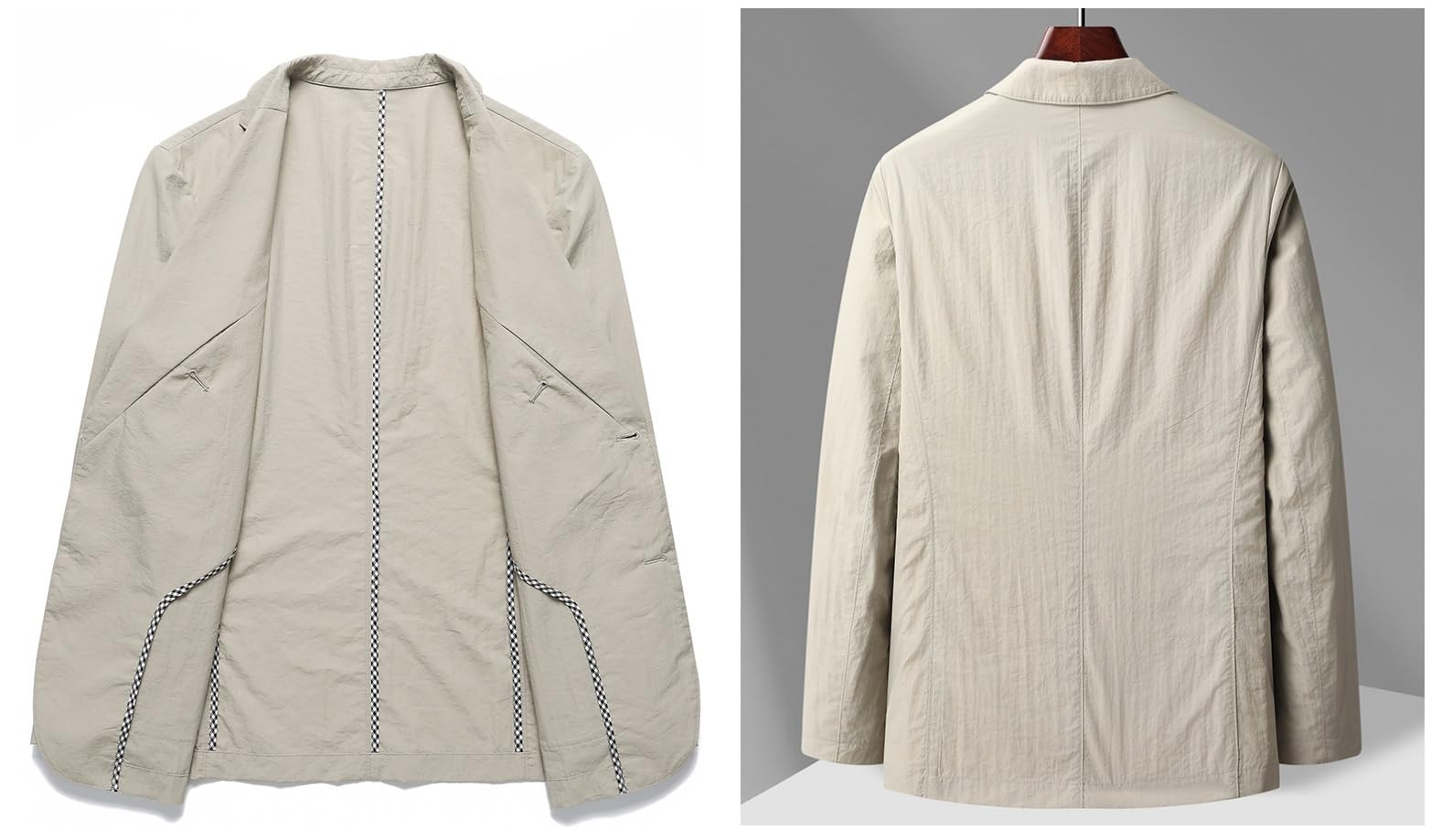 Genérico Blazer Casual Elegante para Hombre, Mezcla De Algodón, Sin Planchado, Corte Regular, Ligero, Deportivo, para Verano, Resistente A Las Arrugas, Ideal para Bodas, Negocios, Vacaciones Y Via