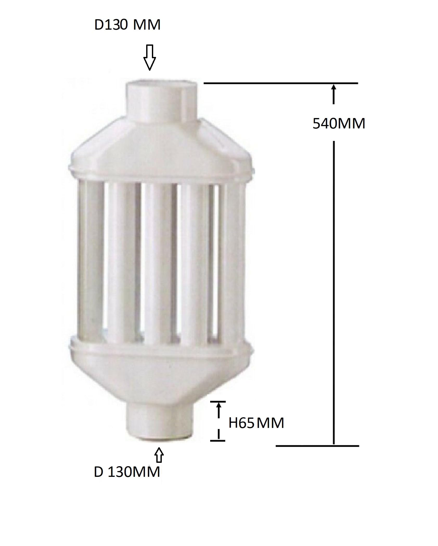 Difusor intercambiador de calor para estufa de leña pellett con radiador (blanco, D 130)