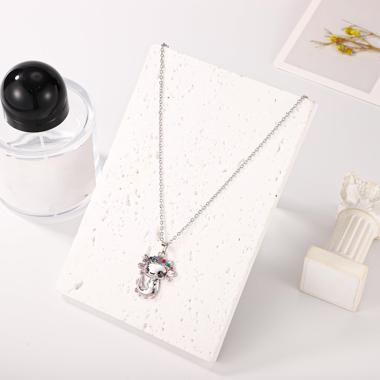 Aleación Collar de Ajolote de Cristal - Moderno Colgante Salamandra, Regalo Ideal para Niños y Niñas, Perfecto para Cumpleaños, Navidad y Graduación