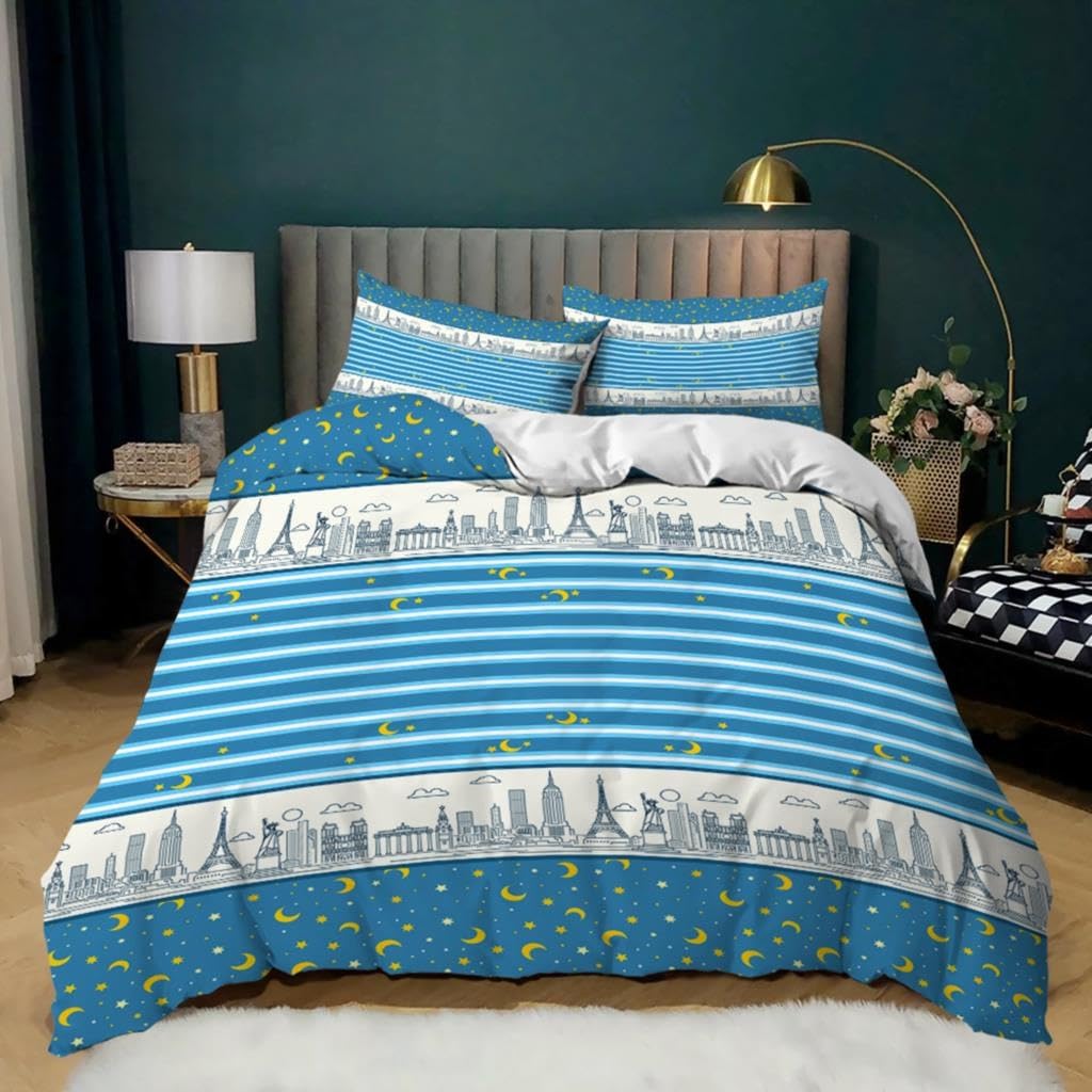 Parure de lit 200x200 à rayures bleues pour créer un cocon cosy dans une chambre d'ado