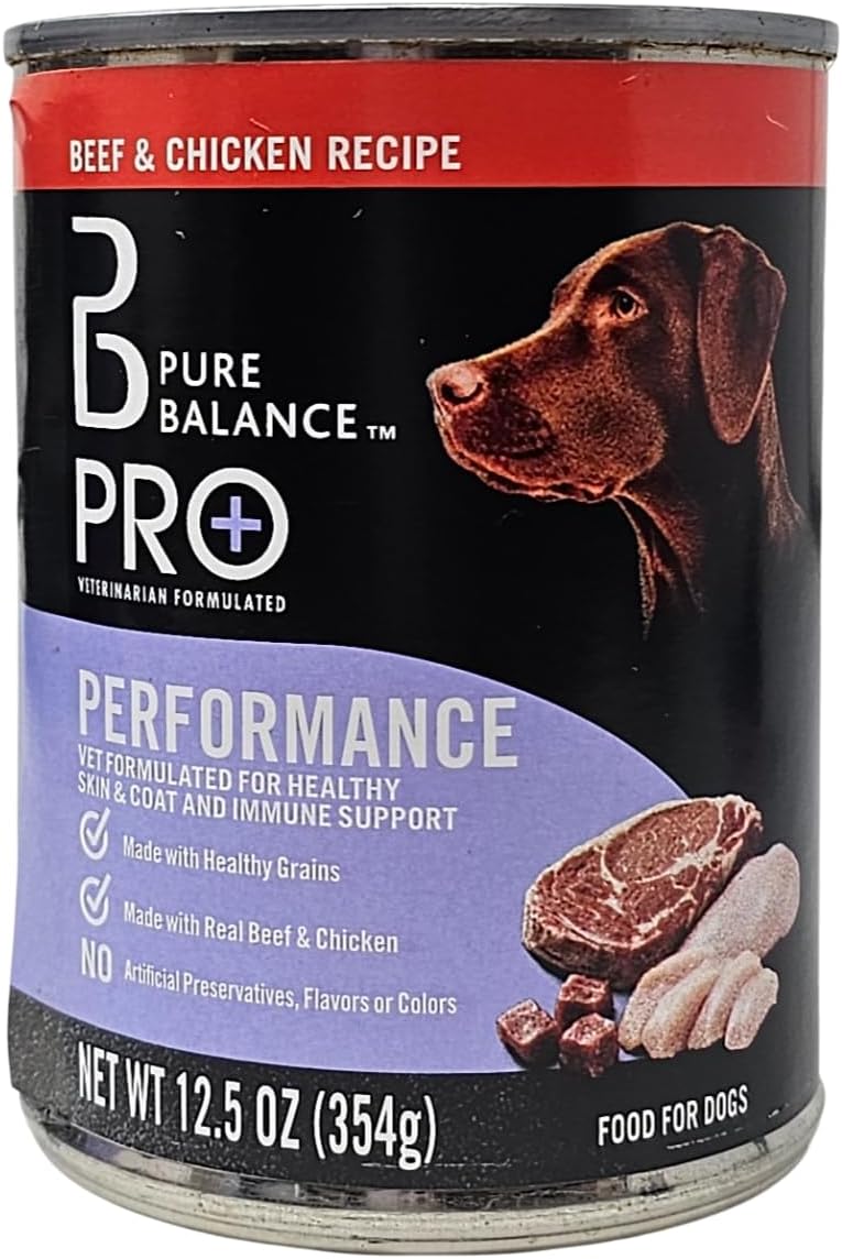 Pure Balance Pro+ Performance Beef and Chicken Wet Dog Food, 12.5oz (Pack of 6)