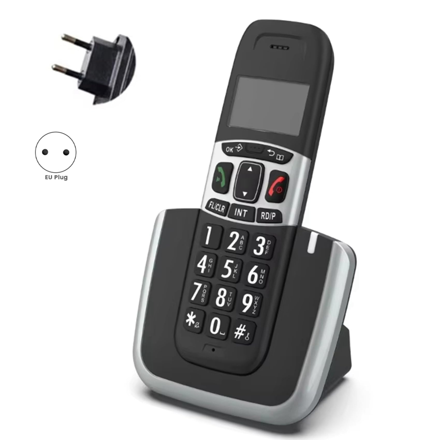 2X Telefono Fisso Vivavoce con Display del Chiamante, Memoria Wireless per Casa, Ufficio, Scuola, Ufficio Commerciale, Spina UE