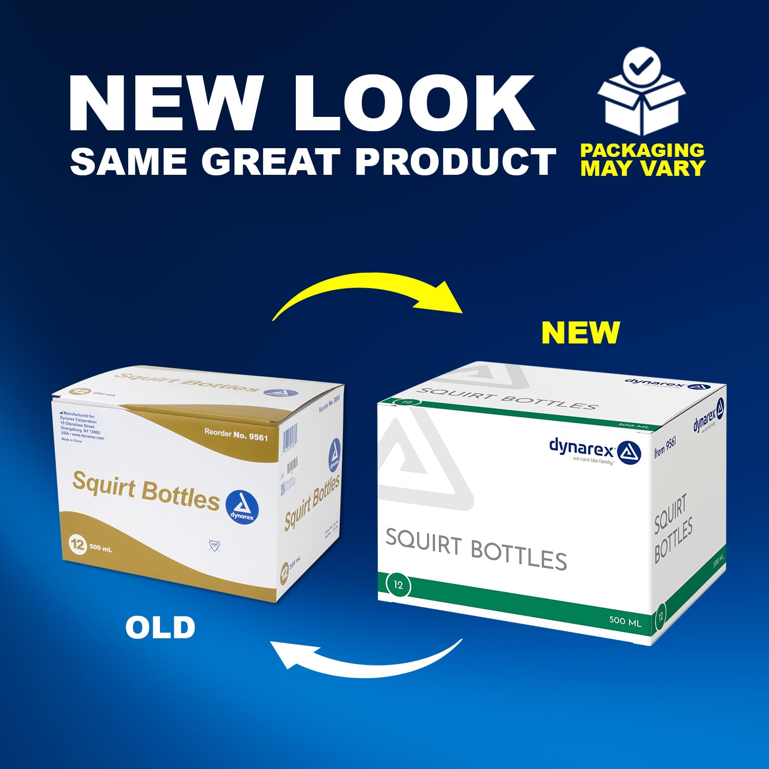 Dynarex 9561 Squirt Bottle, Transparent, 16 oz Capacity, 2.8" Diameter, 3.9" Length, 2.84" Width, 6.54" Height, Pack of 12