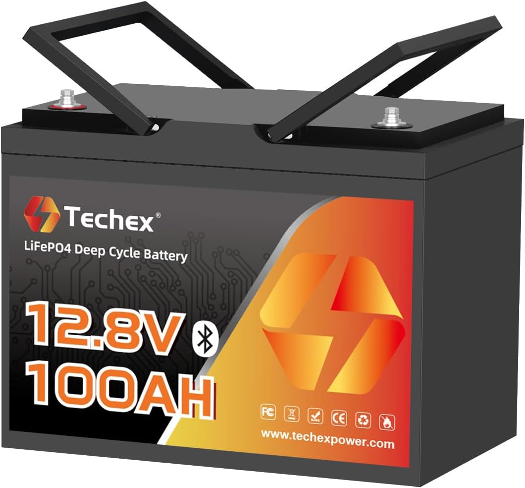 12V 100Ah LiFePO4 Battery Bluetooth, Group 24, 100A BMS, Low Temp Cut Off, Deep Cycle Lithium Battery 12V 100Ah for Trolling Motor, Boat, RV, Solar, Camping, Off Grid