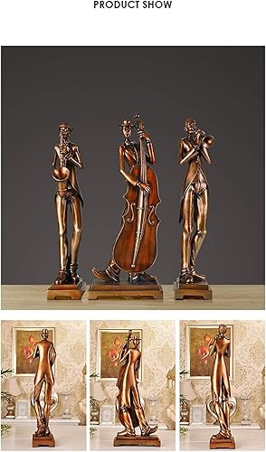 Miniatura 2 de LQX Escultura de mesa, figuritas coleccionables de músico, esculturas de resina negra para manualidades, colección de decoraciones, bronce