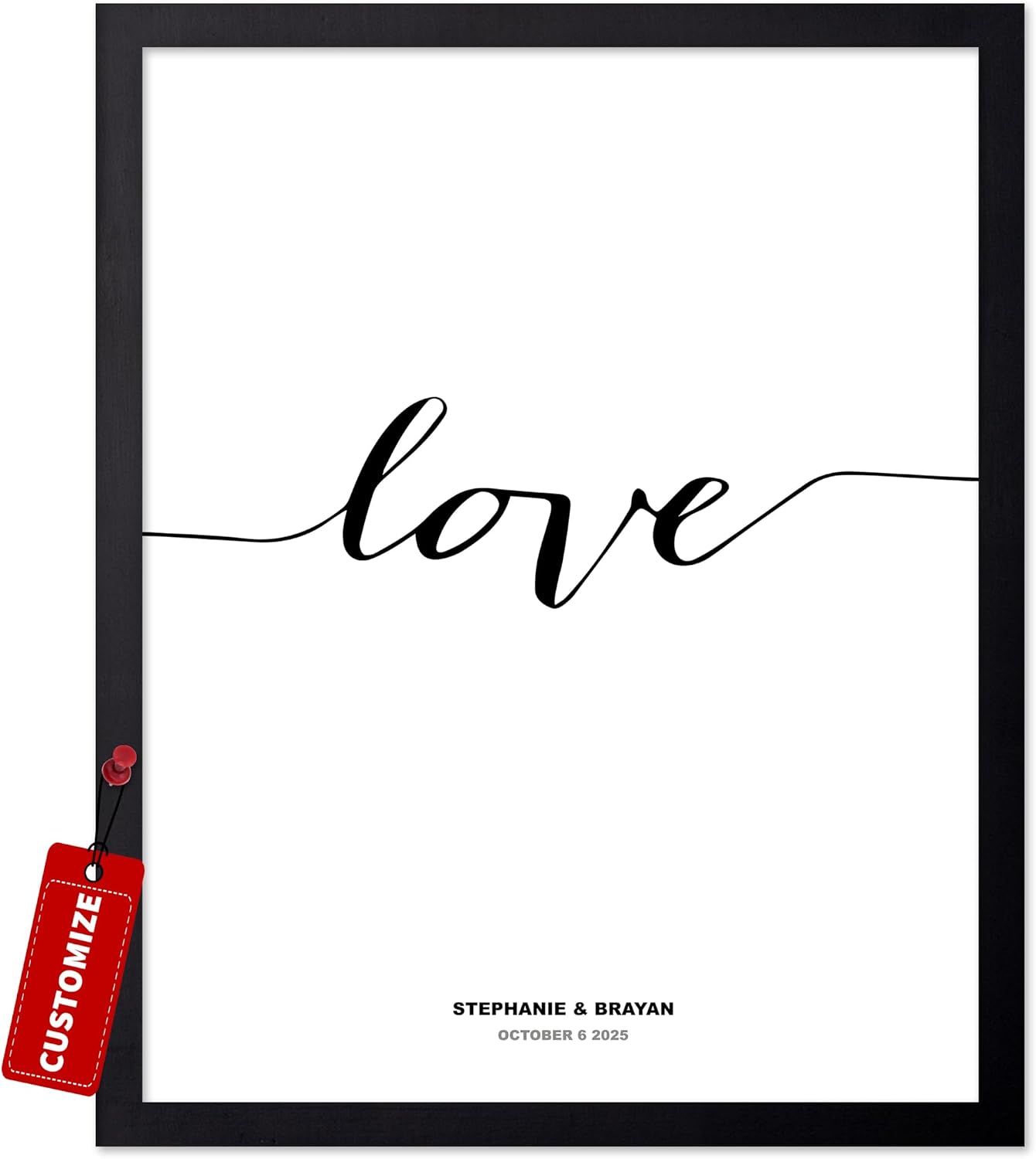 Poster Master Personalized Love Print, Customized Cursive Calligraphy Poster and Canvas, Line Art, Minimal Decor, Gift for Couples, Available in 8x10 to 30x40
