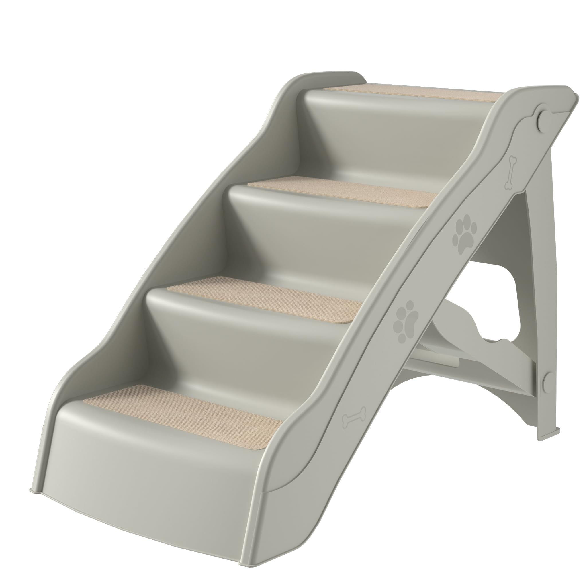 Aufun Escalera para perros de 4 niveles, para gatos de hasta 50 cm de alto, plegable, ideal para perros pequeños y grandes, cama o sofá, gato, cachorro, muebles para mascotas (gris, 1 unidad)