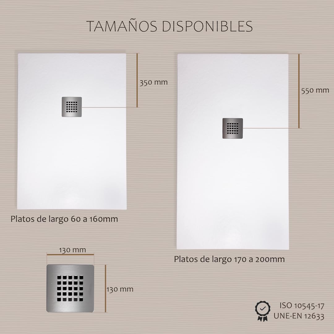 Platos de Ducha Antideslizantes de Resina, Antibacterianos, Resistentes al Calor y Rayados, Nula Absorción de Agua, Blanco, Negro y Beige (Negro, 70 x 80)