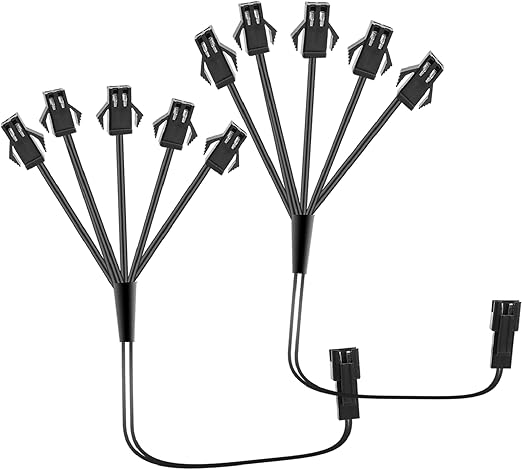 Ourbest 1 Female to 5 Male Extension Core Splitter Wire Cold Light Connectors for Neon Led Strip Y Cable, EL Wire Extension Cable Line Wire, 2Pcs