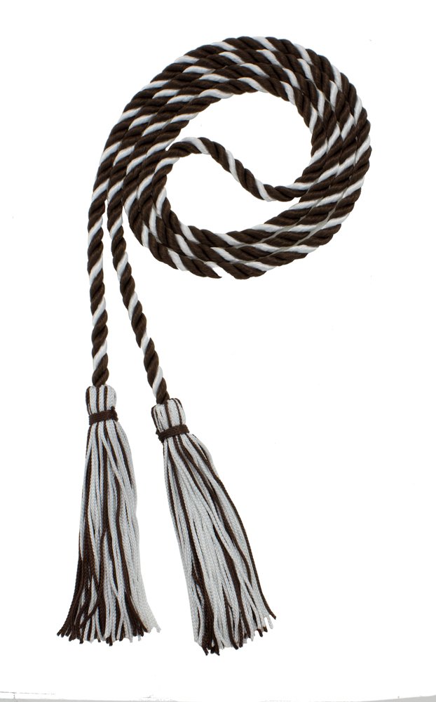 Tassel Depot Graduation Honor Cord - Brown/White - Every School Color Available - Made In Usa