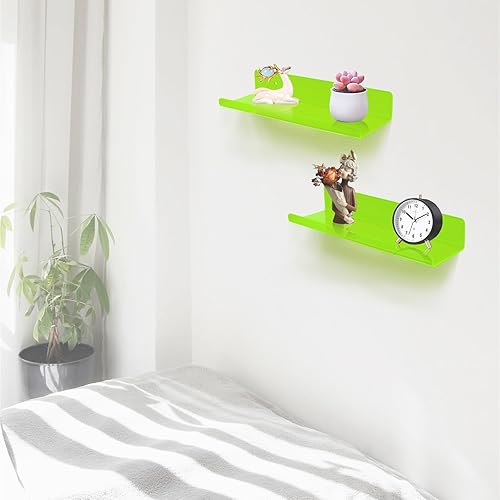 Miniatura 7 de ROYALITA Pequeños estantes acrílicos montados en la pared, juego de 2, 12 pulgadas, estantes de exhibición de plantas para colgar en la pared,