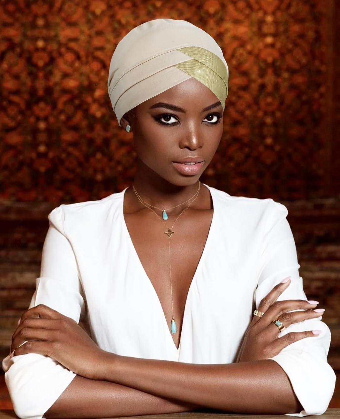 GERINLY Pre-Tied Hair Turban for Black Women, Chemo Caps Headwear Sleep Hat, Solid Color Undercap Lady