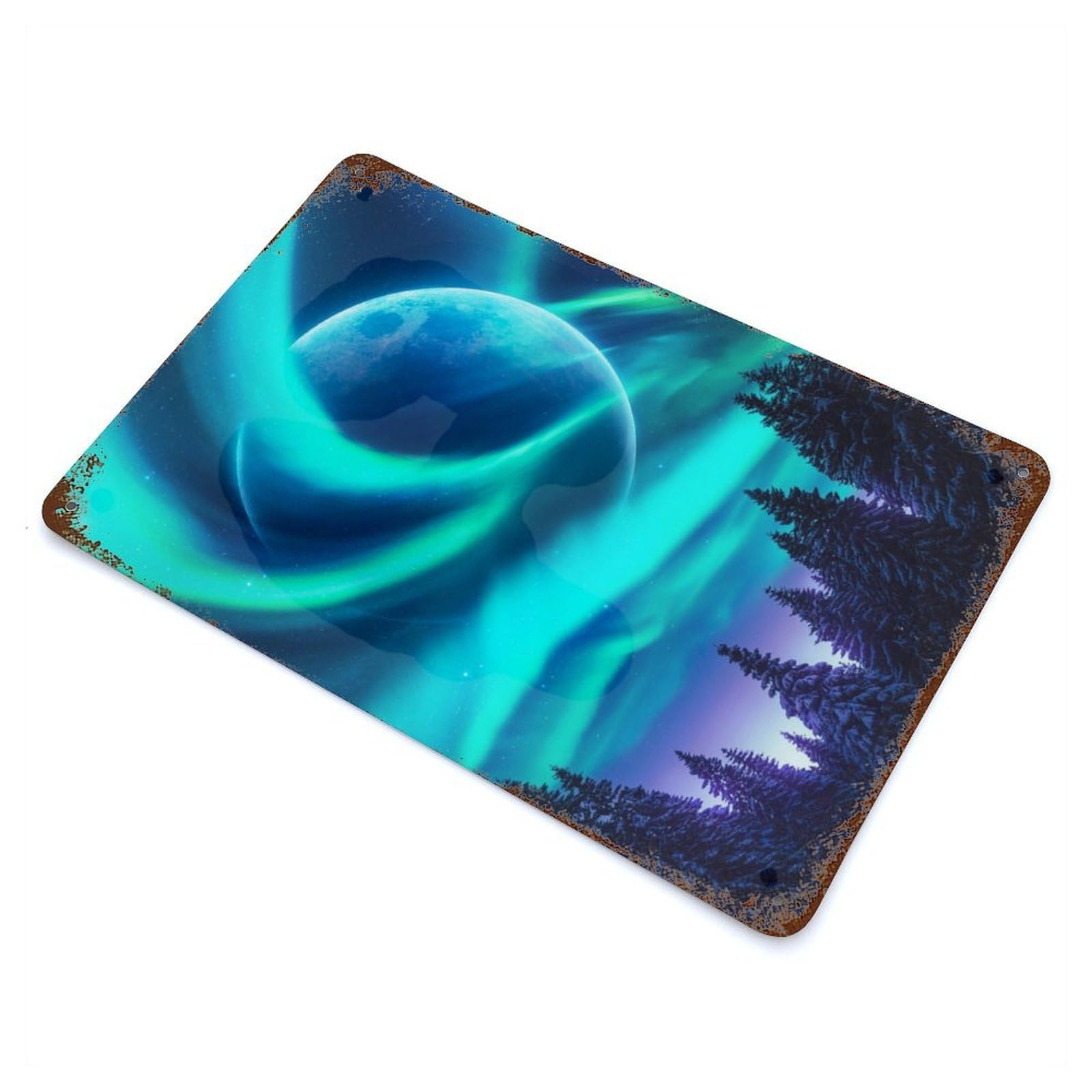 Aurora Aged Metal Wall Plaque 11.8"x7.9", for Pub, Kitchen And Man Cave Decor, Decorative Metal Wall Art