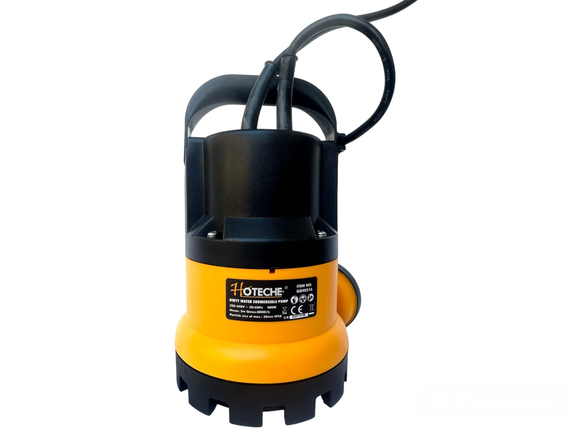 Pompa Sommersa Pompa Elettrica 400W Sommergibile con interruttore a Galleggiante e portata Massima 8000 L/H per Acque Chiare e Scure per piscina, vasca e irrigazione da giardino