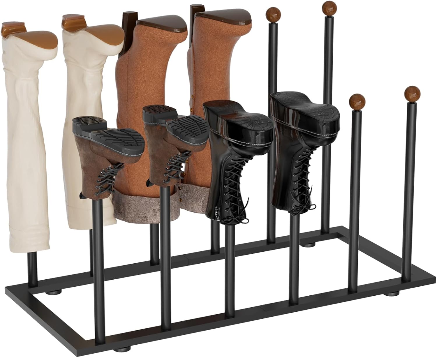 Free Standing Shoe Racks - Metal Boot Rack, Shoe Organizer for Dorm Room, Closet, Entryway, Bedroom, Patio Outdoor, Hallway, Shoe Rack Organizer, Shoe Storage Fit for 6 Pairs, Black