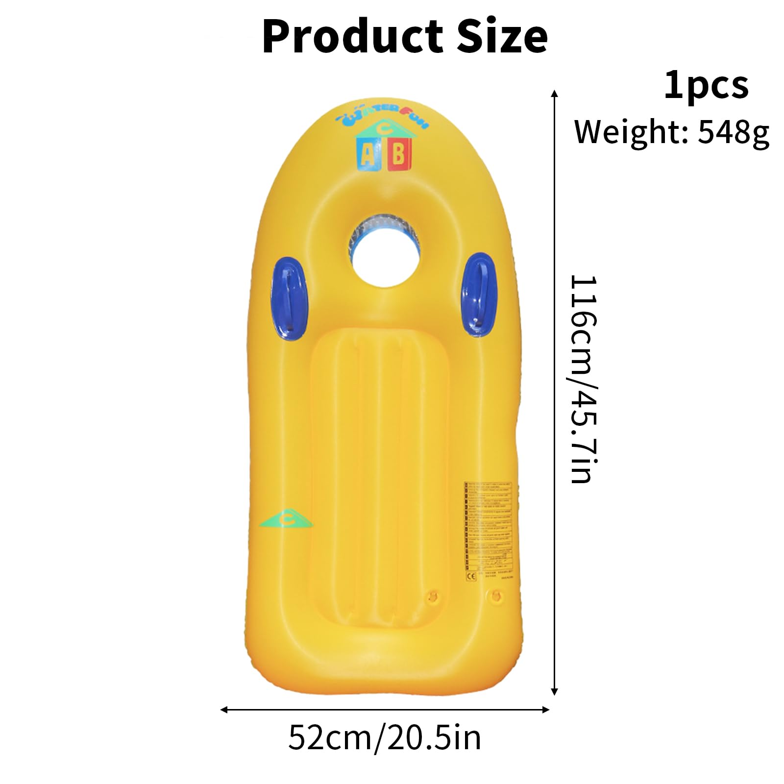 Inflatable Bodyboard Kids Boogie Board with Handles Portable Surfboard Pool Float Beach Surfing Swimming Summer Water Fun for Kids Boys Girls