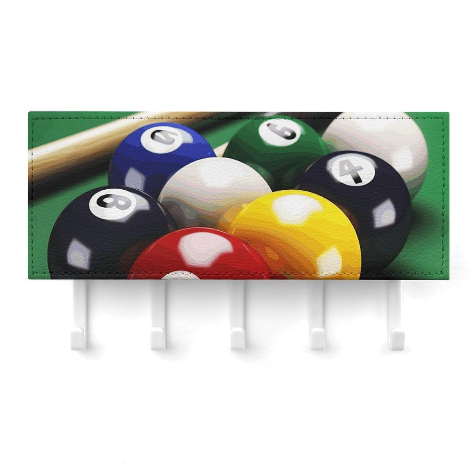 QMNLKH Billiards Wall Mounted Key Rack for Home, No Drilling Key Holder with 5 Hooks, Self Adhesive Keys Chain Organizer for Hallway, Keys Hanger Shelf for Office, Doorway White