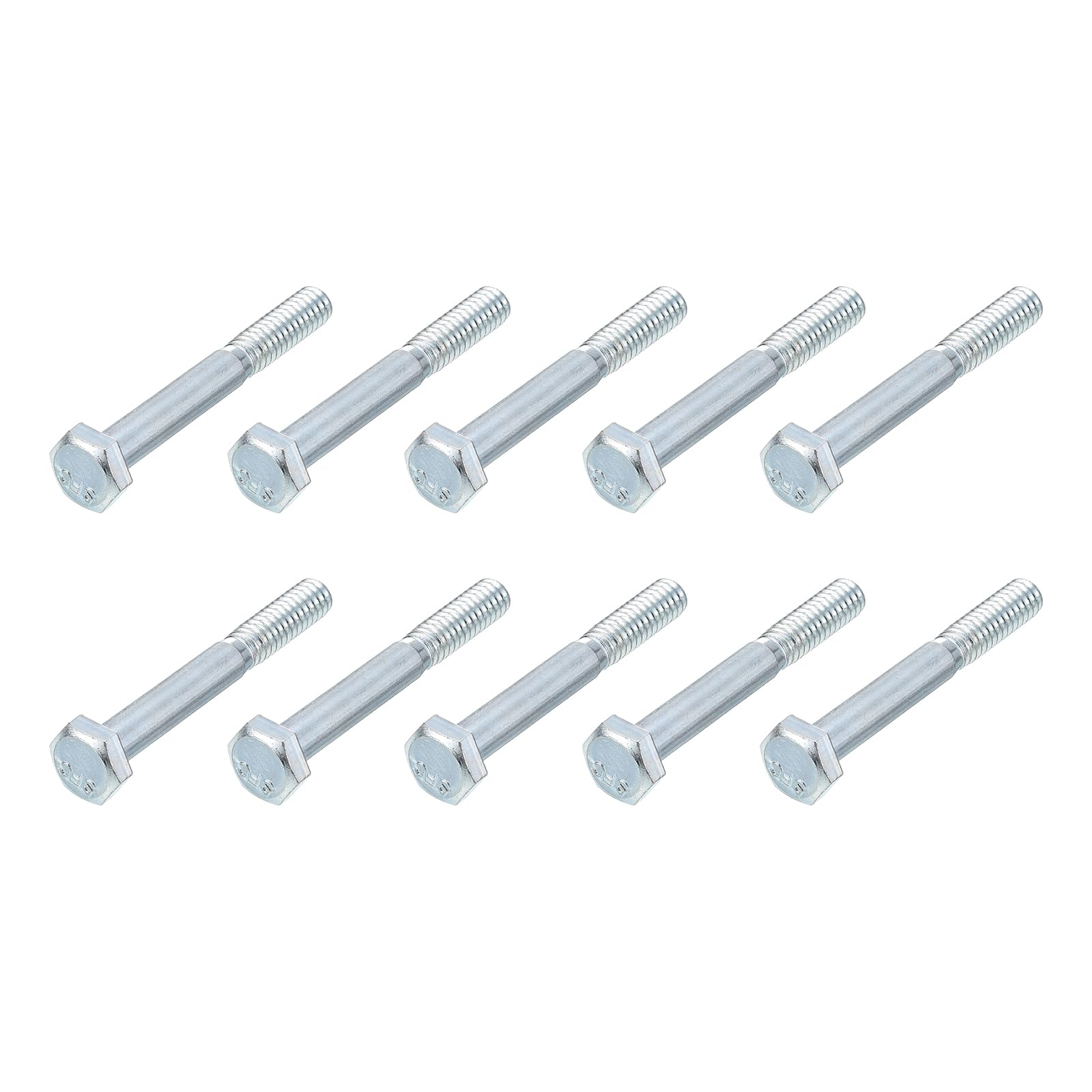 METALLIXITY Hex Bolts (1/4-28x2") 10Pcs, Grade 2 Carbon Steel Zinc Plated Partial Threaded