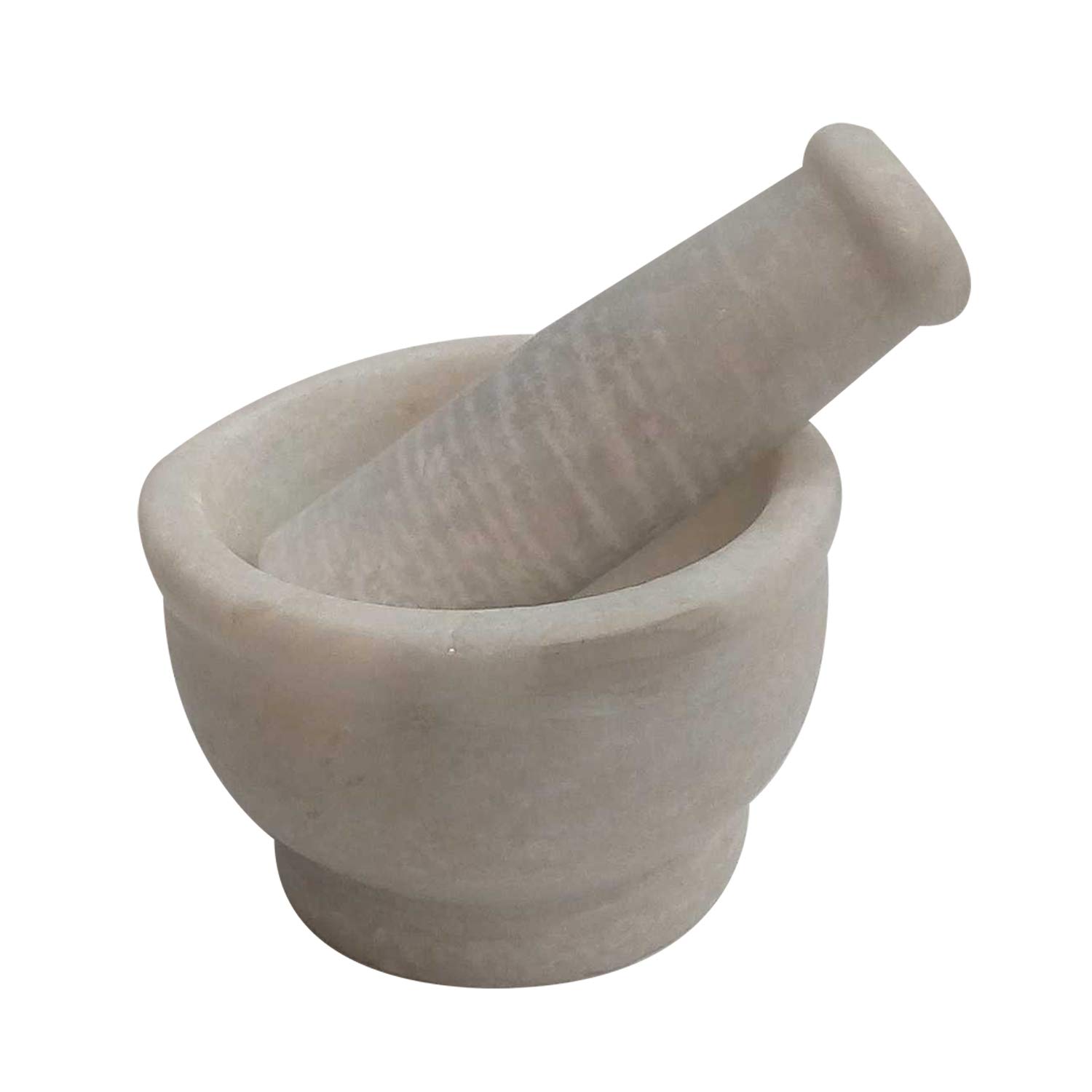India Meets India Marble Mortar & Pestle 4 Inch Grinder for Spices, Seasonings, Pastes, Pestos Handicraft by Awarded Indian Artisan