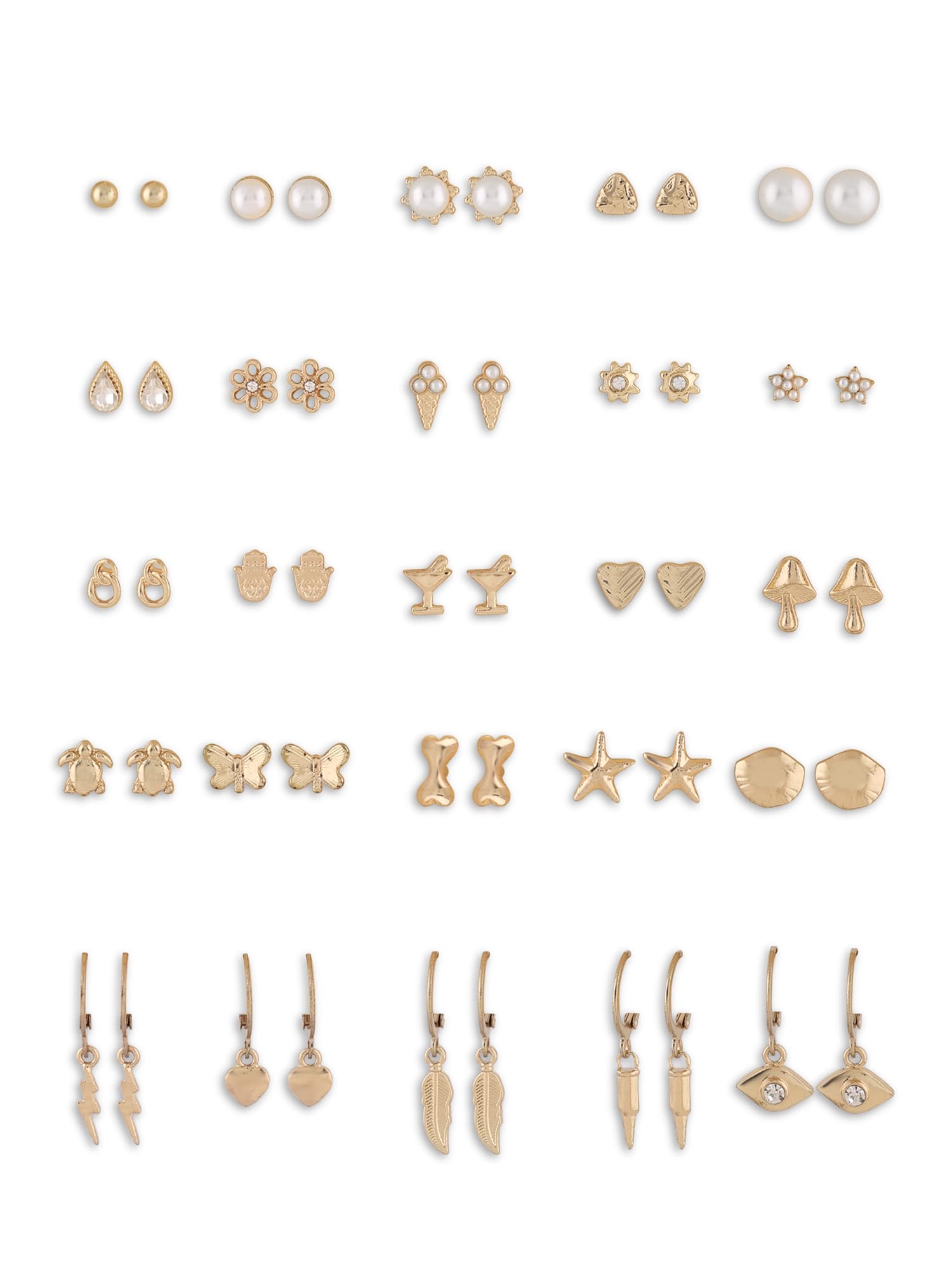 Zaveri Pearls Set of 25 Gold Tone Classy Contemporary Studs Drops & Semi HoopsEarring For Women-ZPFK16689 (B0CKZCVWZM) Amazon Price History, Amazon Price Tracker