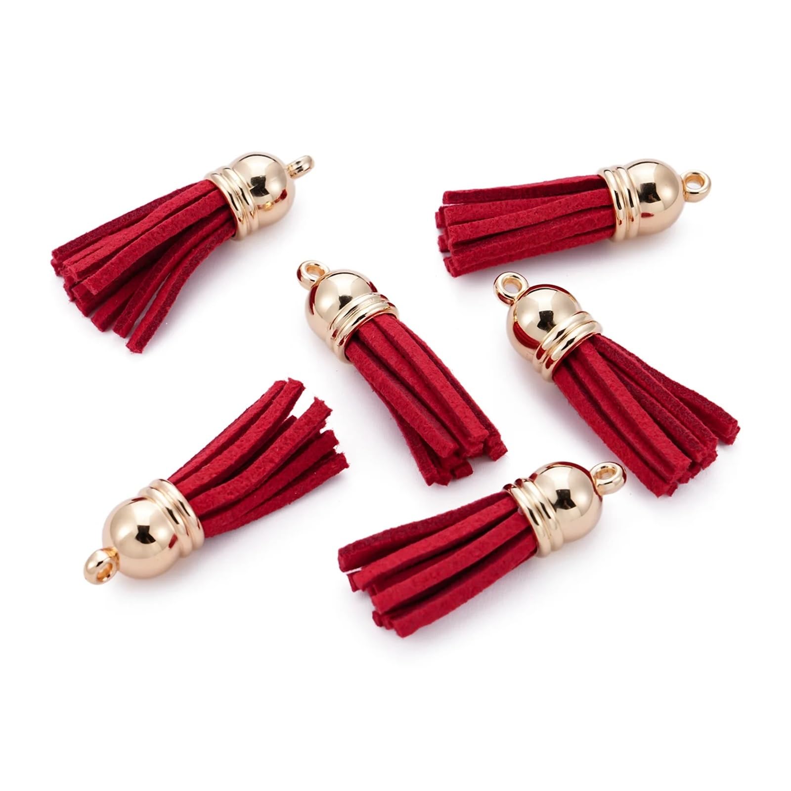 Suede Faux Leather Tassels 200 pcs/Lots Tassel Synthetic Suede Faux Leather Charms For DIY Keychain Earrings Necklace Bracelet Jewelry Making Supplies(Red)