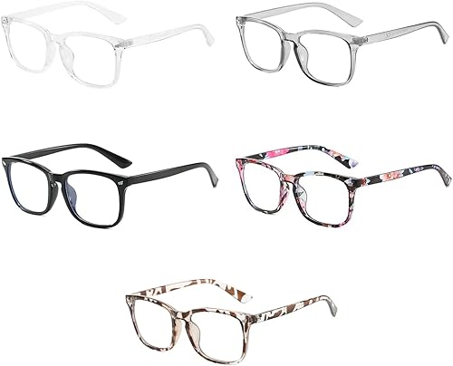 Paquete de 5 lentes de luz azul para hombres y mujeres, anteojos de lectura de luz azul, anteojos de bloqueo de luz azul para computadora,