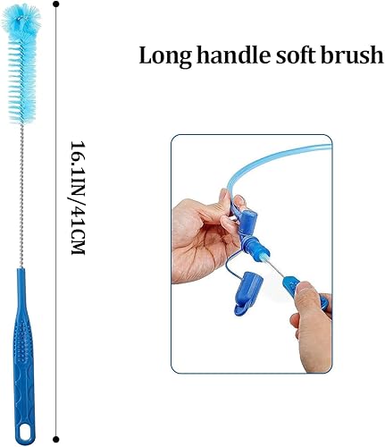 Miniatura 5 de Kit de limpieza de vejiga de hidratación, juego de limpiador de vejigas de agua con cepillo largo flexible para manguera, válvula de mordida pequeña
