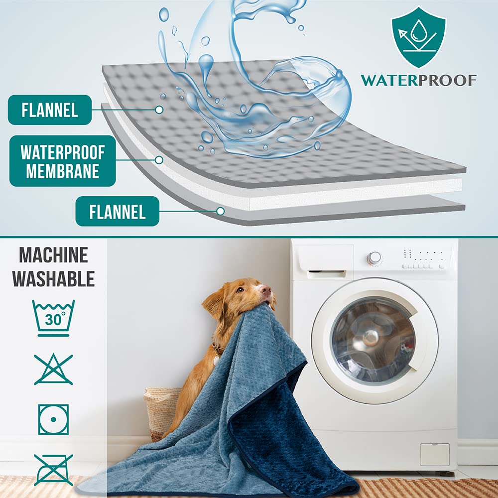 PetAmi Manta Impermeable para Perro, Manta para Mascotas XL a Prueba de Fugas para Perros Grandes, Protector de Funda de sofá, Funda de sofá de Forro Polar para Gatos, Perrera, Reversible, Lavable,