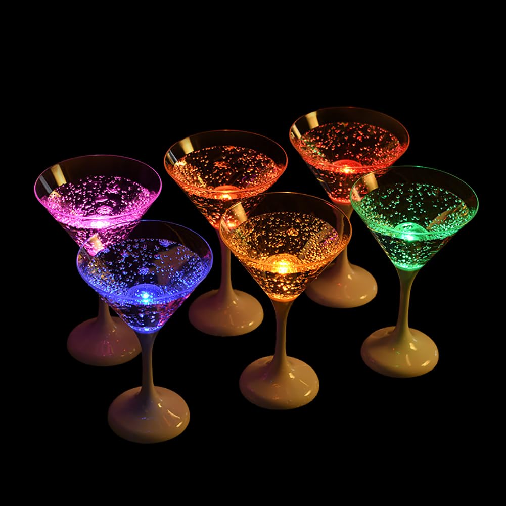 Flûtes à Champagne Plastique Lumineuses avec capteur de liquide intelligent, lot de 6