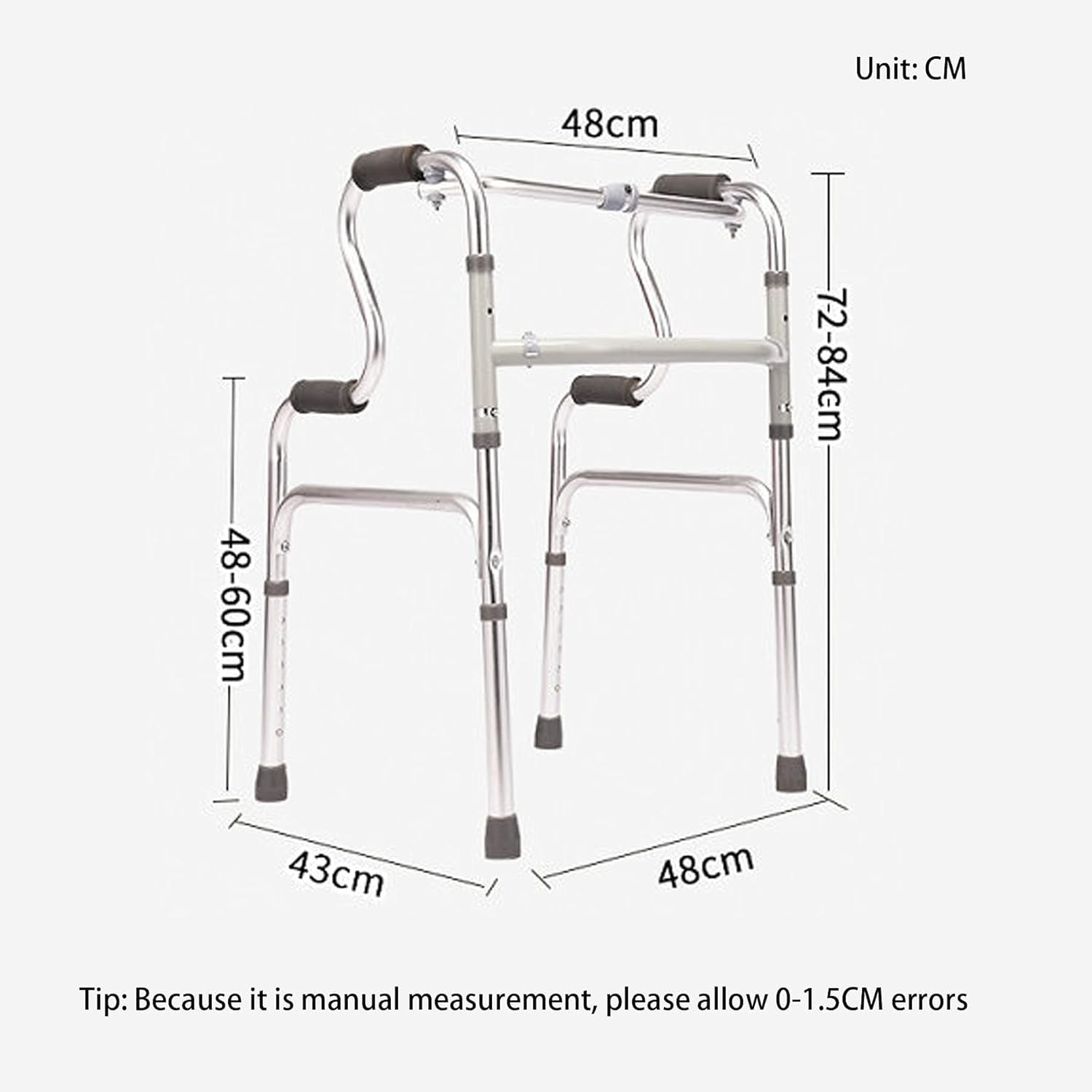 Andador vertical plegable alto, ayuda de movilidad para personas mayores y adultos, ideal para movilidad paralizada y limitada, plegable y almacenado, altura ajustable, soporta hasta 300 libras.