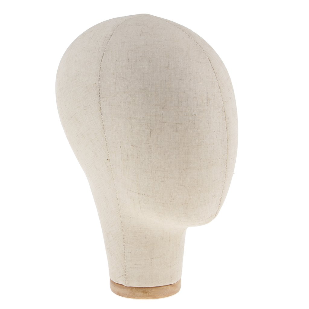 Espositore per Cappelli Da 21 Pollici con Testa di Manichino in Tela Professionale per Parrucca Nero/Beige - Beige