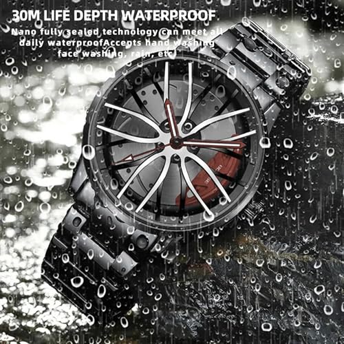 Image of GOLDENIZE FASHION Branded Men's Sport Quartz Watch Car Wheel Dial Rotating Casual Fashion Stainless Steel Alloy Men Multicolour Luxury Watches Wheel Dial Men's Metal Watch Gift Creative Watch