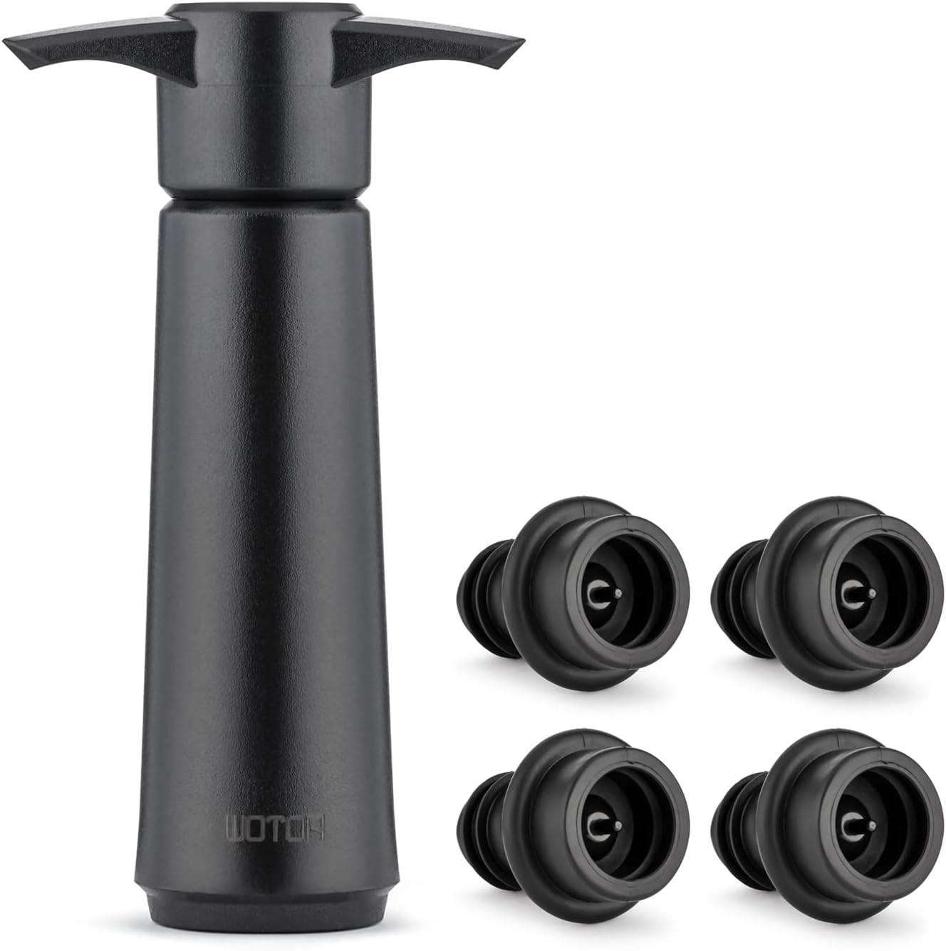 Vacuum Wine Saver - 4 Stoppers and Pump Keep Wine Fresh, Ideal Gift (Pump + 4 Stoppers)